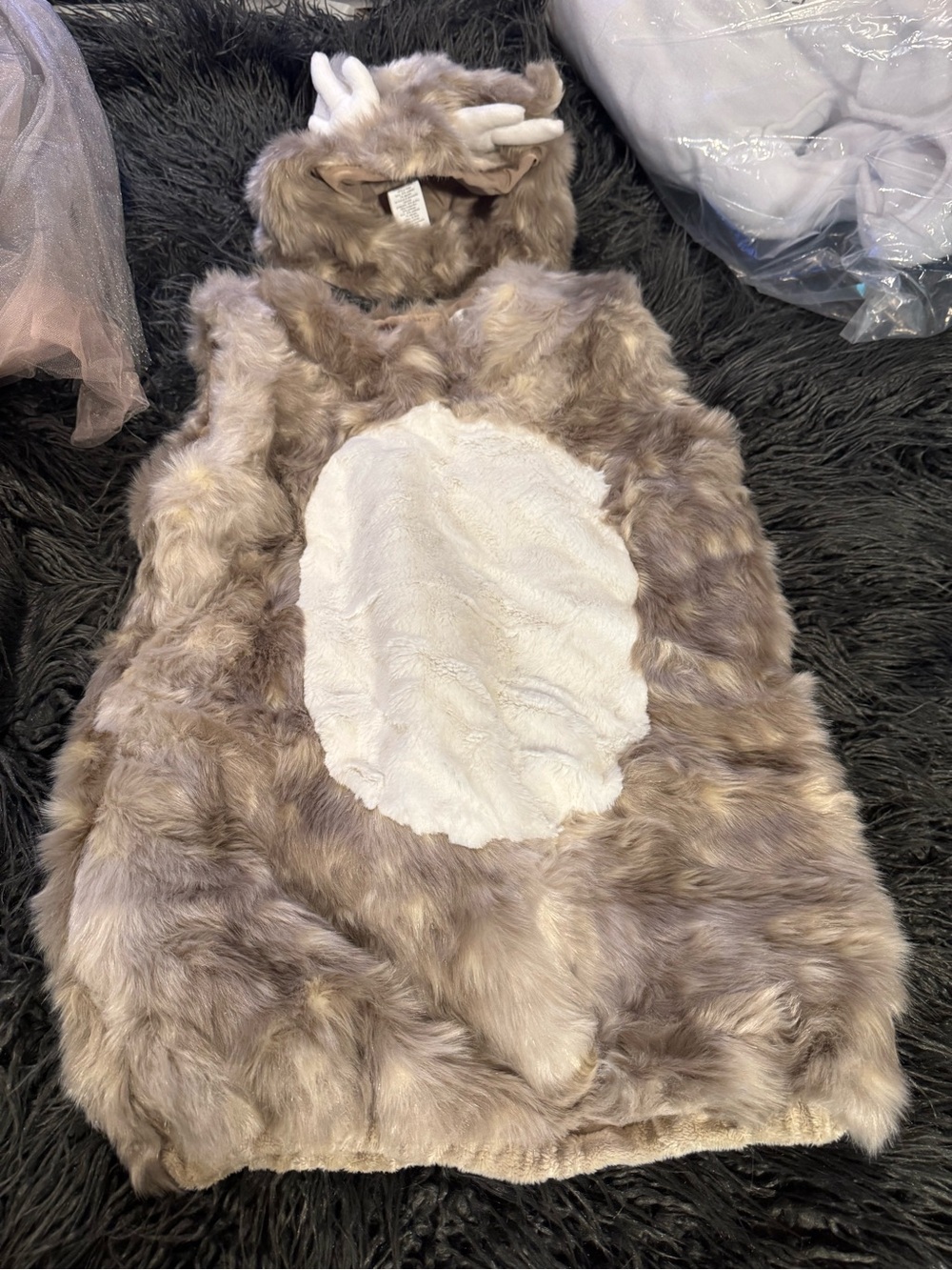 Pottery Barn Kids Faux Fur Reindeer Costume Vest in Brown and White